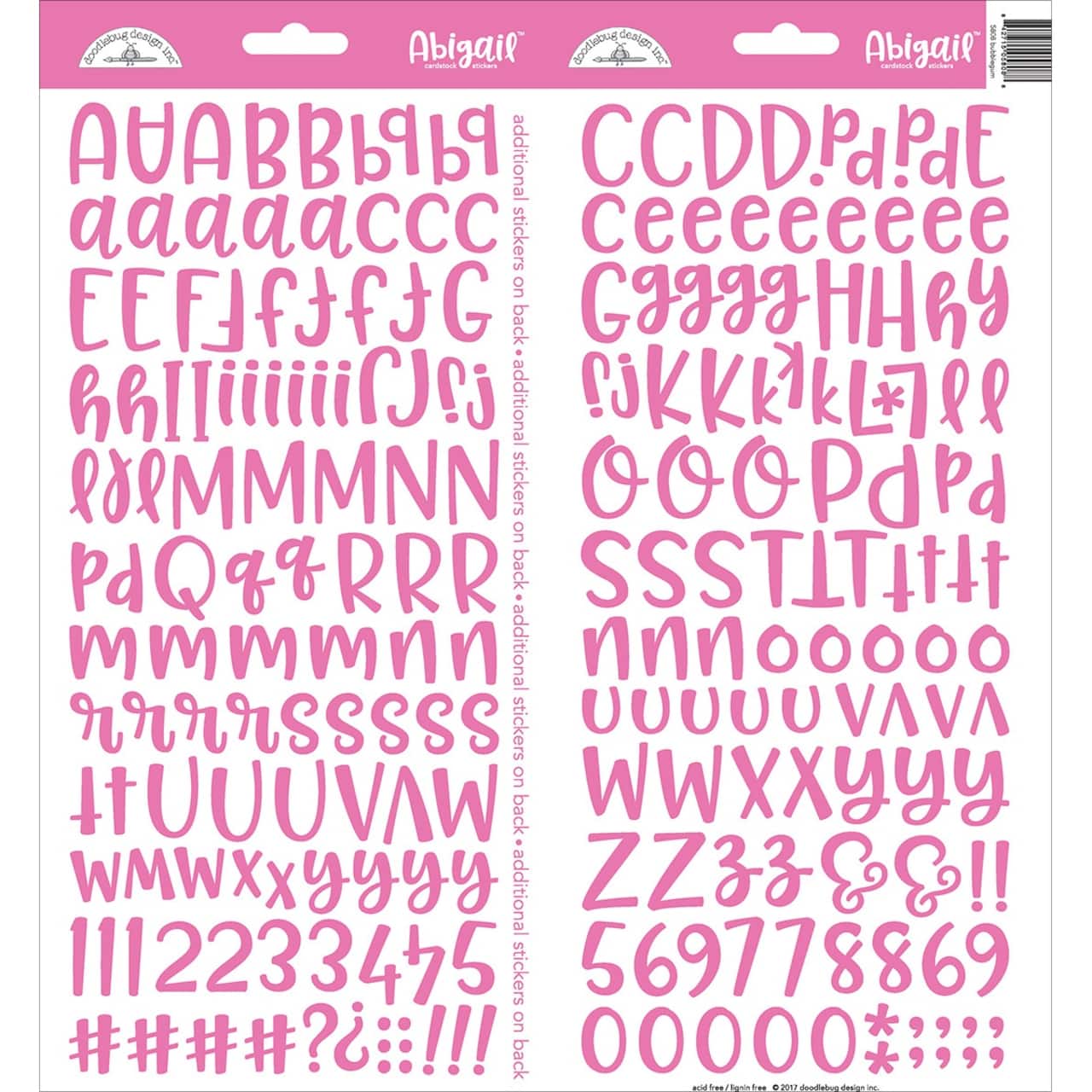 Doodlebug Design Inc.™ Abigail™ Font Alpha Cardstock Stickers